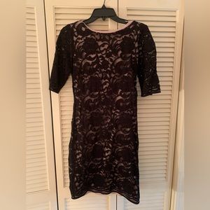 Black lace - nude underneath dress - fits like a medium